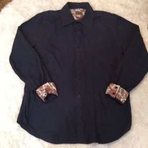 Vintage Red men's button down flip up cuffs